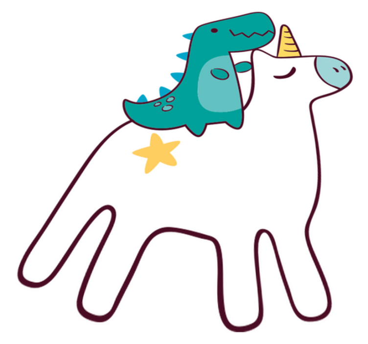 Alfombra vinílica infantil diseño de unicornio y dinosaurio - TenVinilo