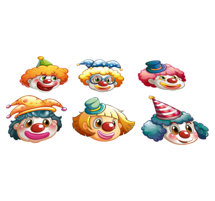 Alfombra vinílica infantil caras de payasos coloridas - TenVinilo