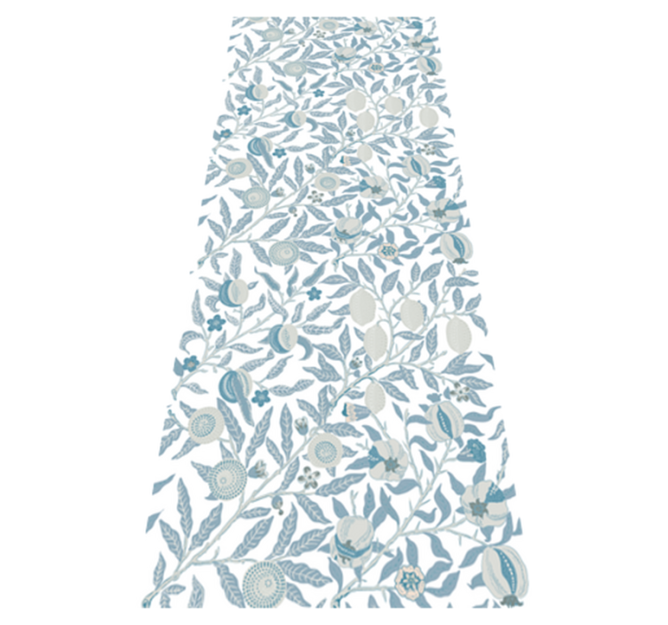 Alfombra vinílica baño flores azules estilo victoriano - TenVinilo