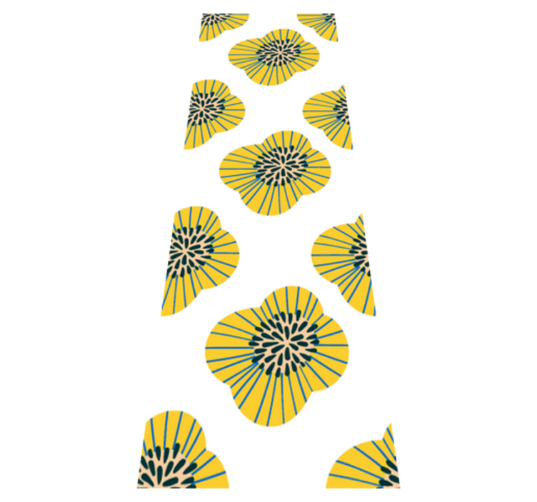 Alfombra vinílica baño patrón floral redondo azul y amarillo - TenVinilo