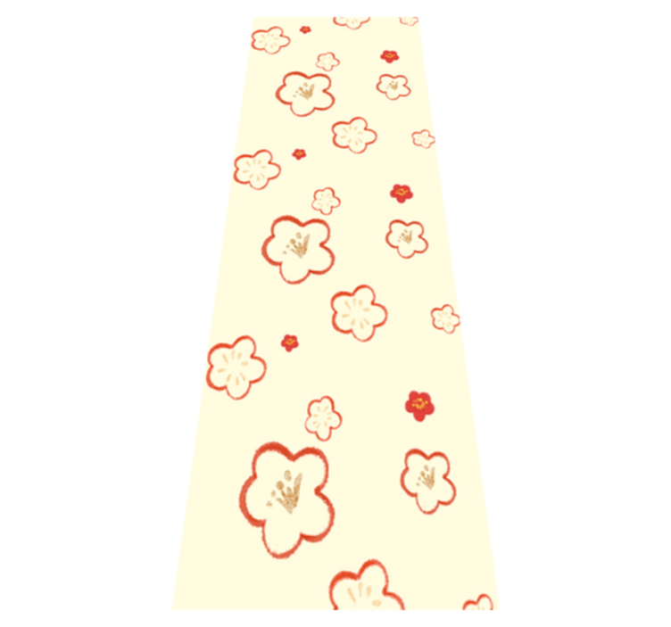 Alfombra vinílica baño patrón de flores rojo y crema - TenVinilo