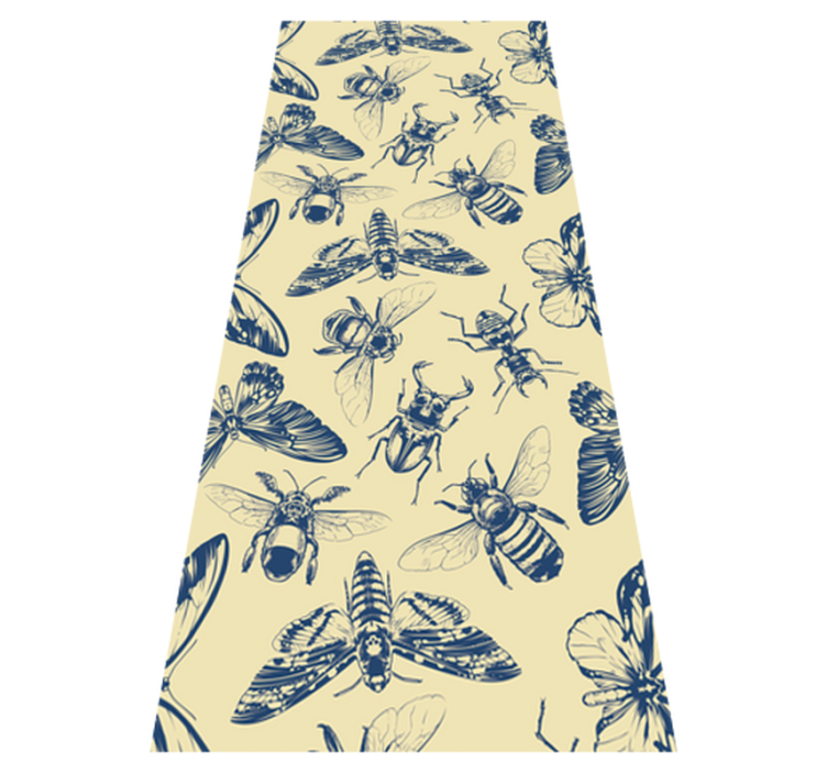 Alfombra vinílica baño patrón de abejas y mariposas - TenVinilo