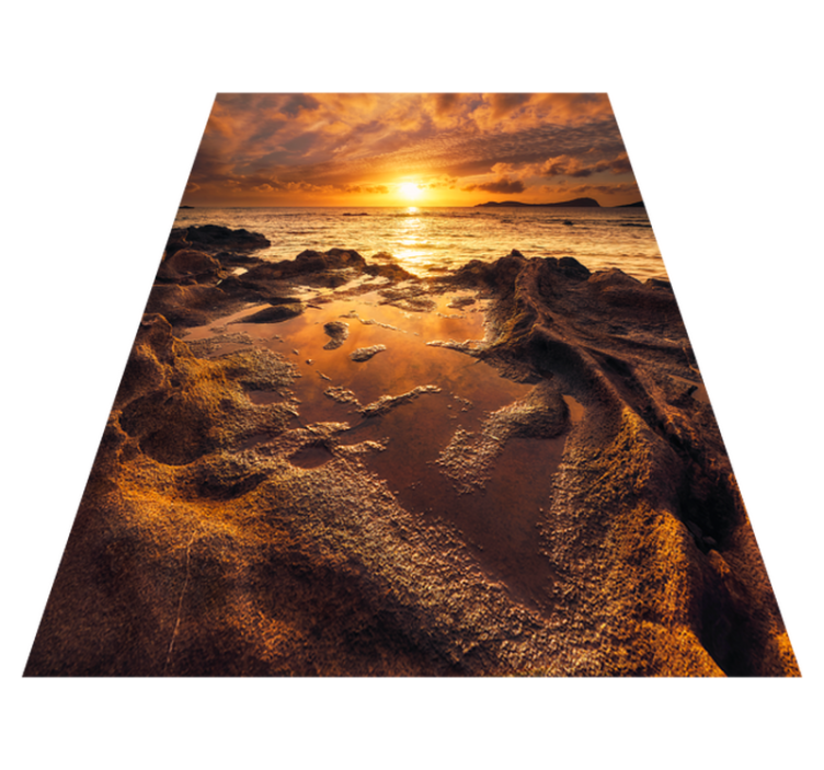 Alfombra vinílica baño paisaje de atardecer nublado - TenVinilo