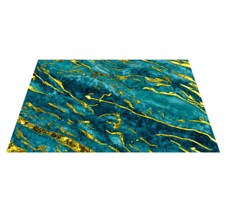Alfombra vinílica baño efecto mármol azul y dorado - TenVinilo