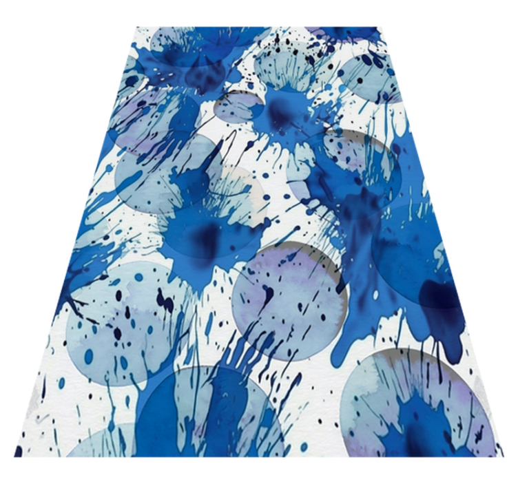 Alfombra vinílica baño círculos de tinta azul - TenVinilo