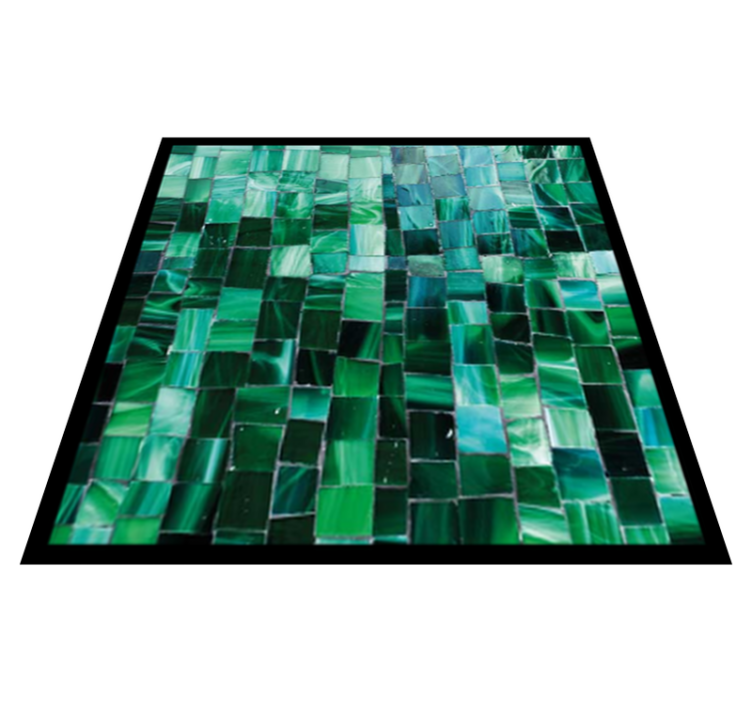 Alfombra vinílica baño mosaico verde degradado - TenVinilo