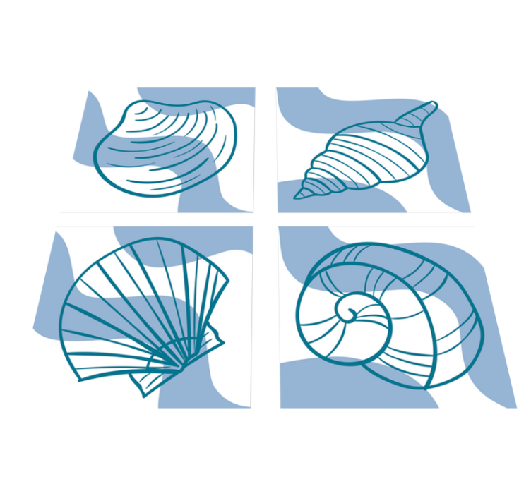 Alfombra vinílica baño con patrones de conchas - TenVinilo