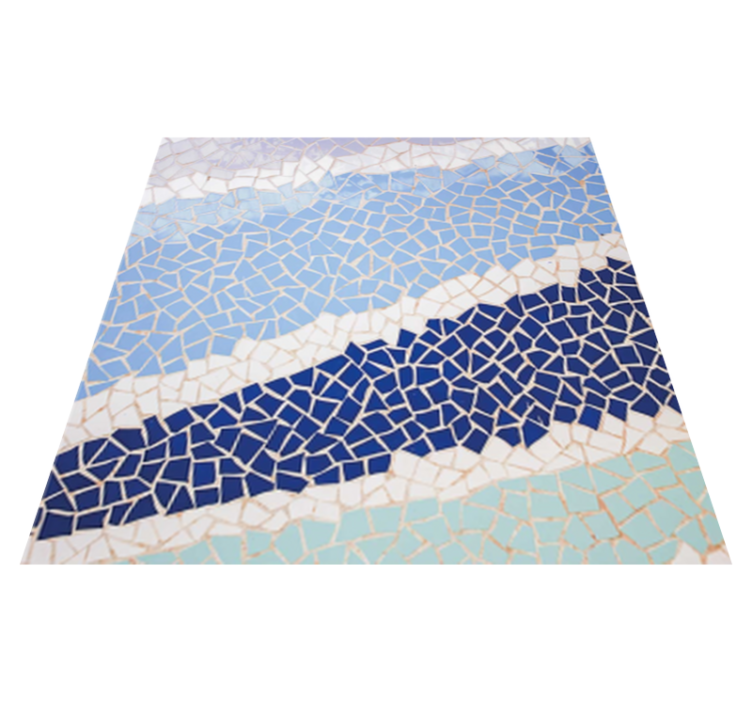 Alfombra vinílica baño azulejos irregulares azules - TenVinilo