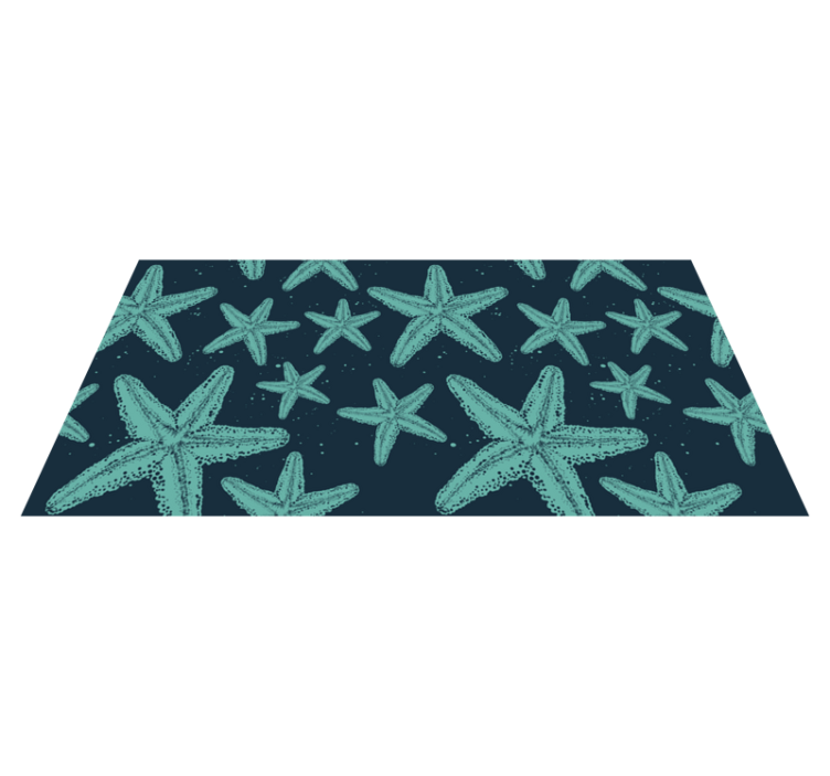 Alfombra vinílica baño estrella de mar tonos azules - TenVinilo