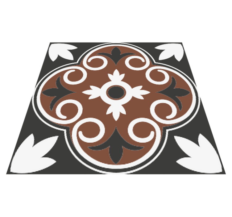 Alfombra vinílica baño patrón vintage gris y marrón - TenVinilo