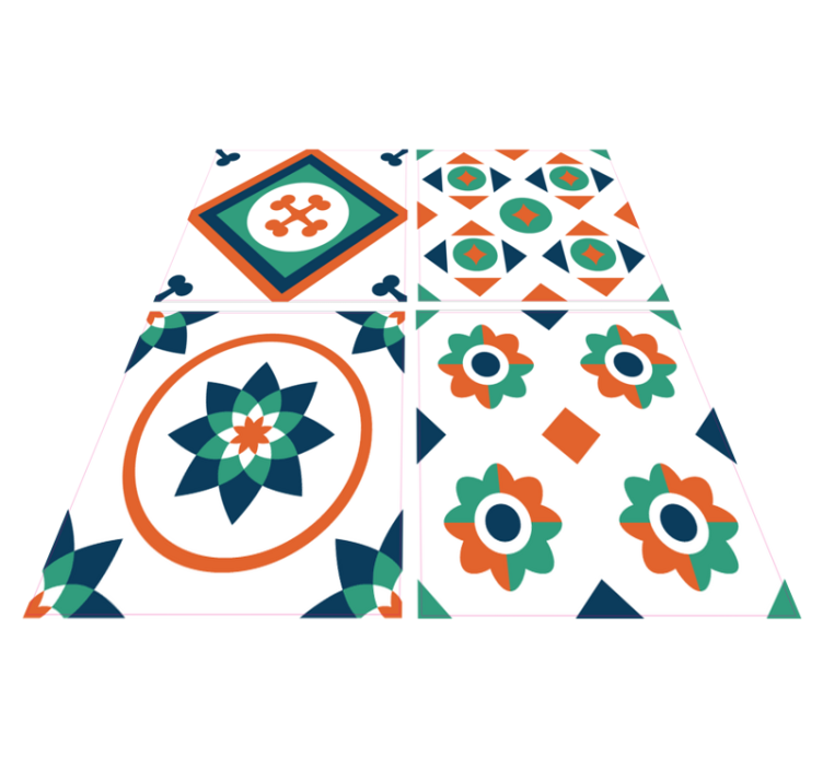 Alfombra vinílica baño baldosas geométricas - TenVinilo