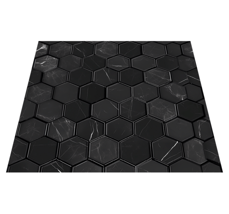 Alfombra vinílica baño hexágono negro - TenVinilo