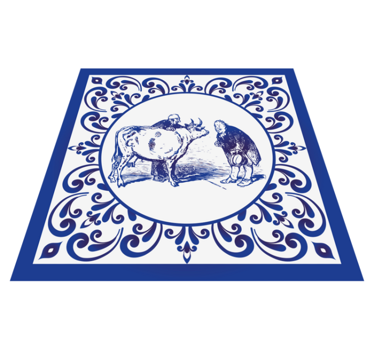 Alfombra vinílica cocina hombre y vaca - TenVinilo