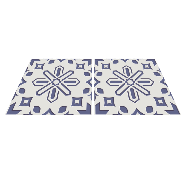 Alfombra vinílica cocina patrones azules y blancos - TenVinilo