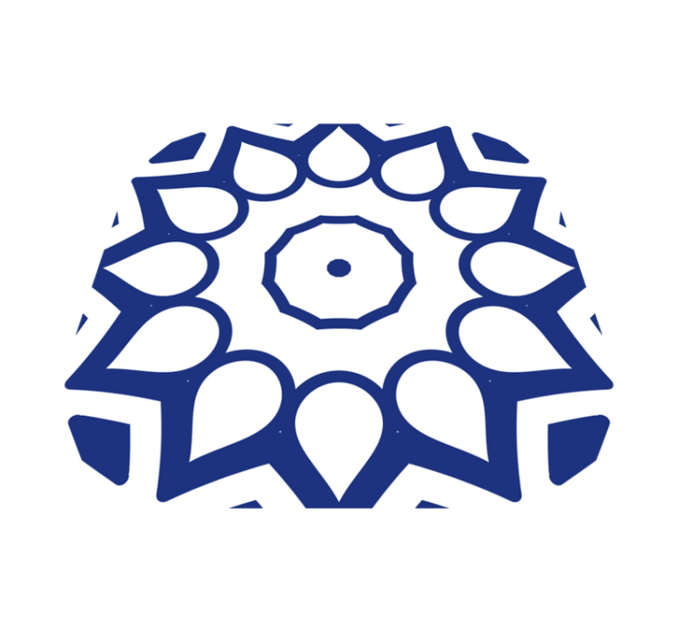 Alfombra vinílica cocina flores mandala azul delft - TenVinilo