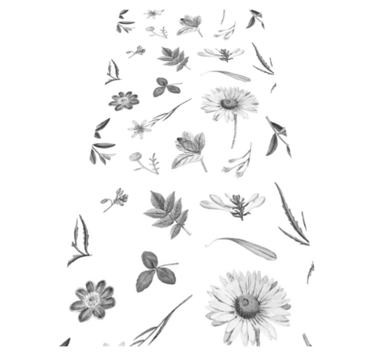 Alfombra vinílica cocina flores grises de primavera - TenVinilo