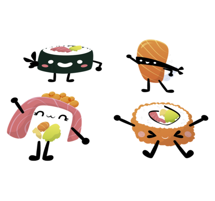 Alfombra vinílica cocina sushi kawaii - TenVinilo