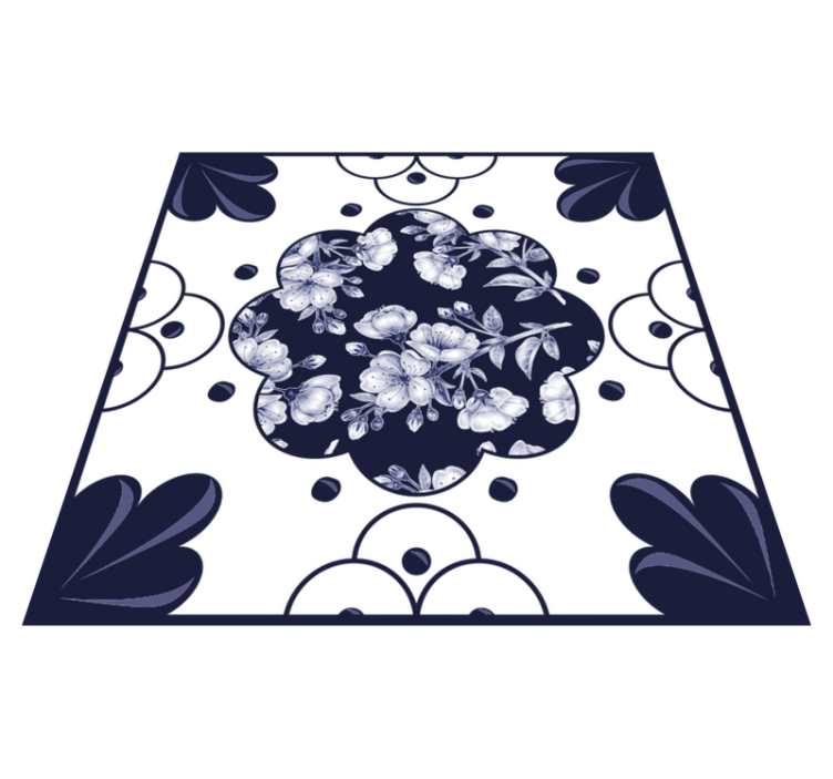 Alfombra vinílica cocina azulejos de flores - TenVinilo