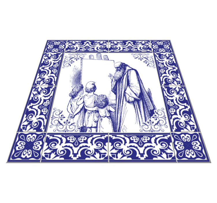 Alfombra vinílica cocina maestro delft azul - TenVinilo