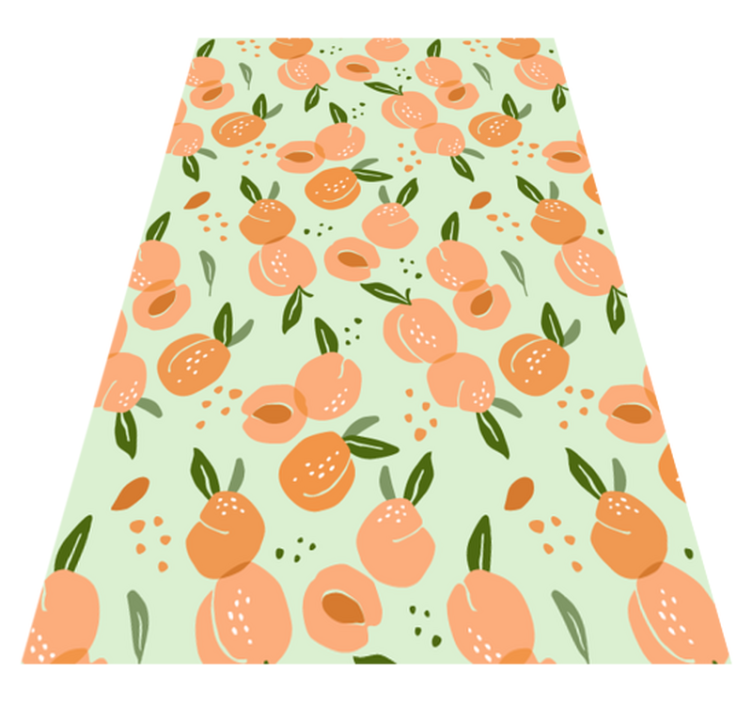Alfombra vinílica cocina duraznos sobre fondo verde - TenVinilo