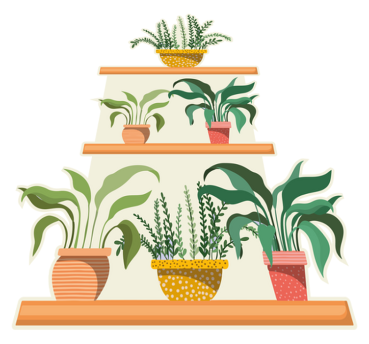 Alfombra vinílica cocina estante para plantas watercolo - TenVinilo