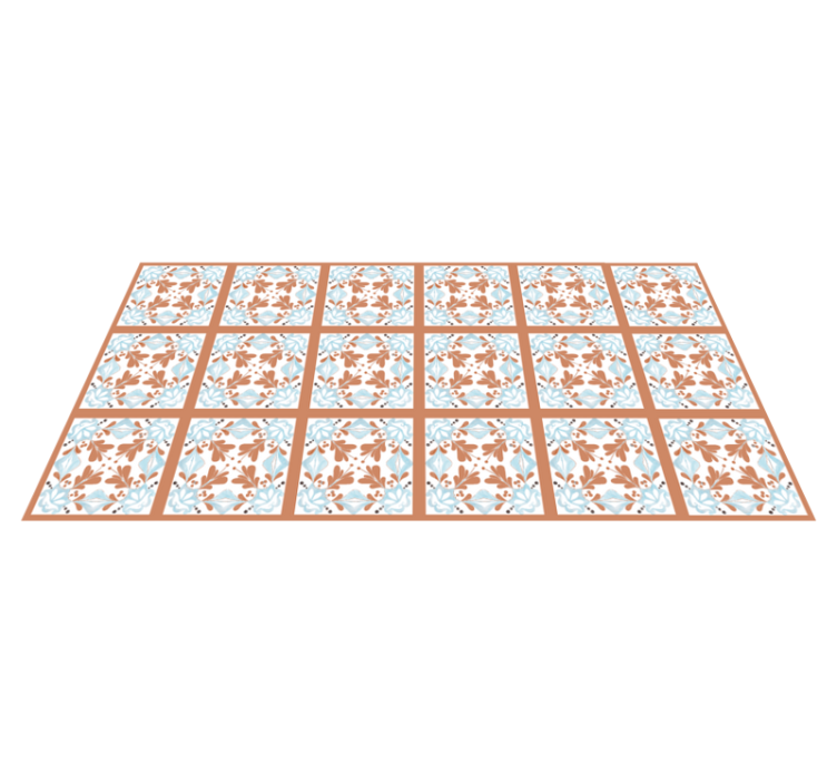 Alfombra vinílica cocina azulejos florales mediterráneos - TenVinilo