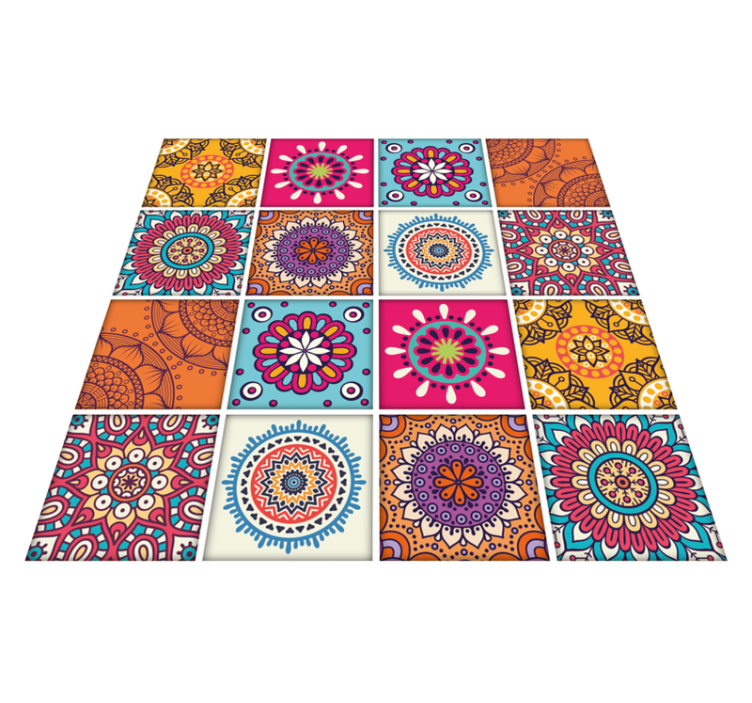 Alfombra vinílica cocina azulejos mandala - TenVinilo