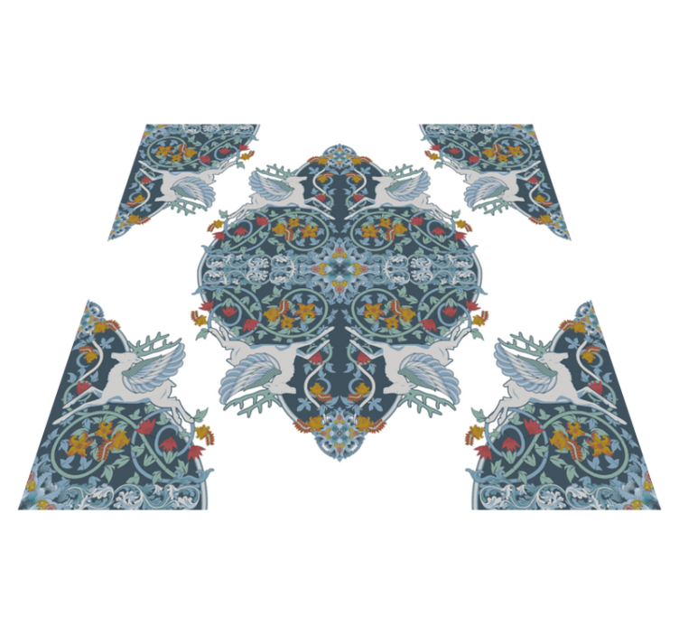 Alfombra vinílica cocina azulejo floral vintage - TenVinilo