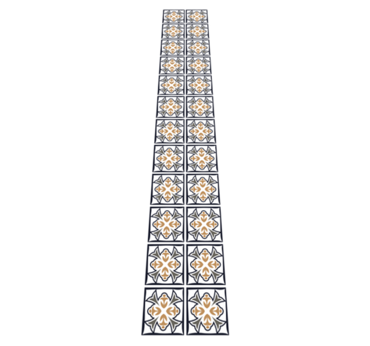 Alfombra vinílica cocina azulejo portugués beige y negro - TenVinilo