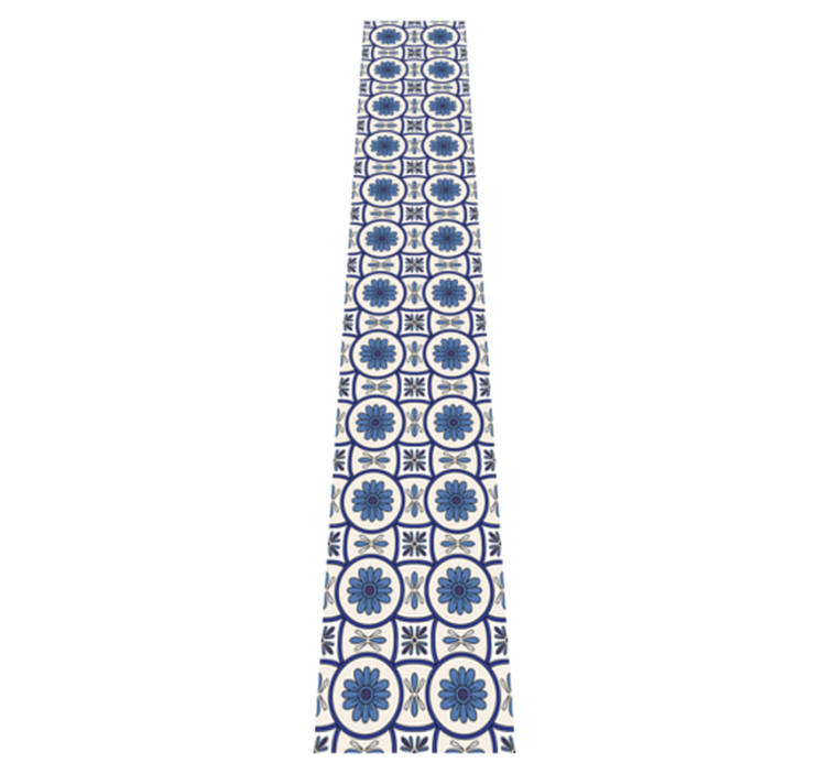 Alfombra vinílica cocina azulejo portugués flor azul - TenVinilo