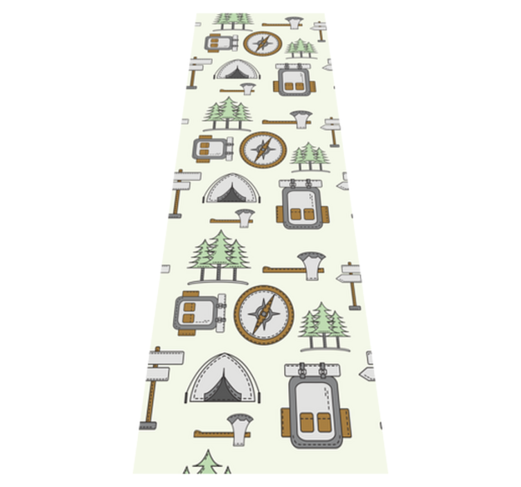 Alfombra vinílica dormitorio bolsa de camping brújula - TenVinilo