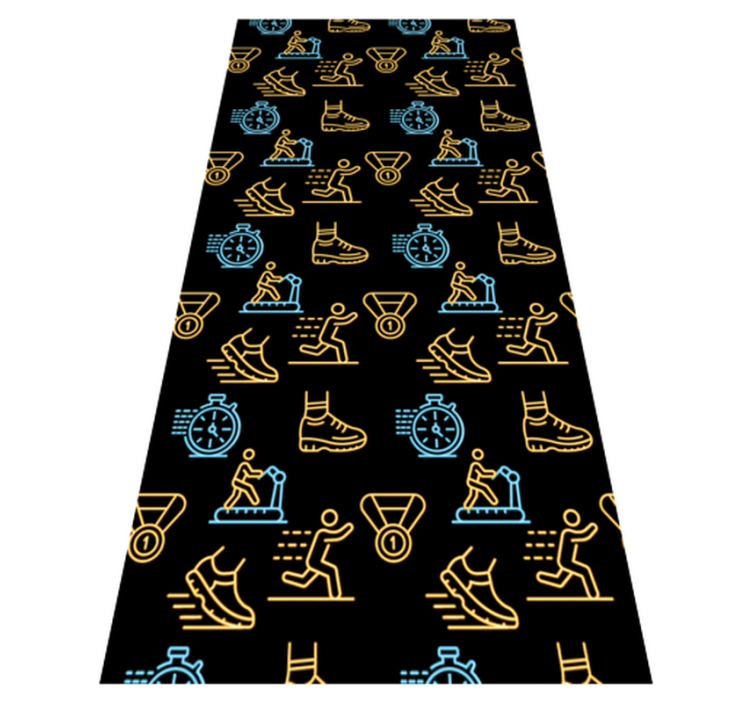 Alfombra vinílica dormitorio íconos vectoriales neón negro - TenVinilo