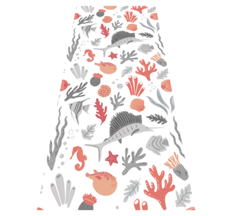 Alfombra vinílica dormitorio ilustración de vida marina - TenVinilo