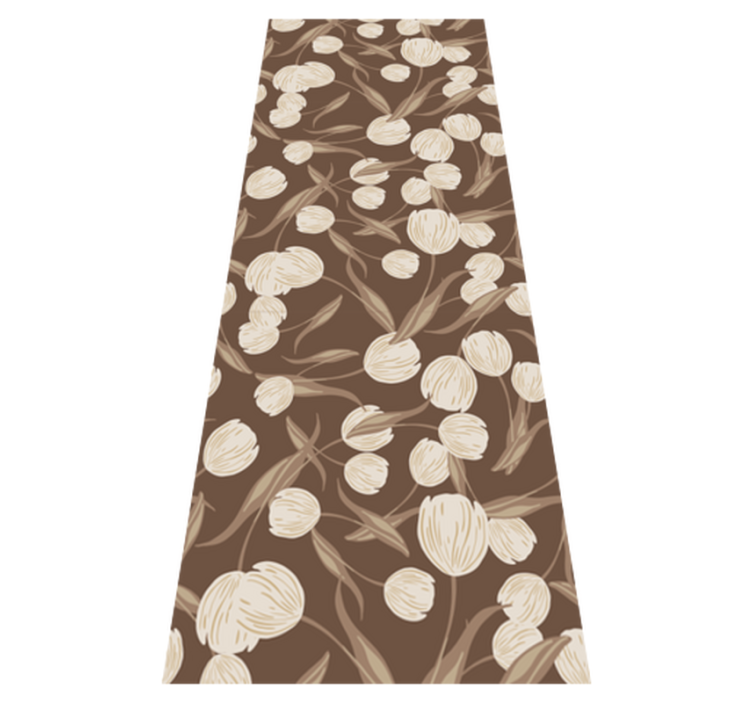 Alfombra vinílica dormitorio patrón tulipanes beige elegante - TenVinilo