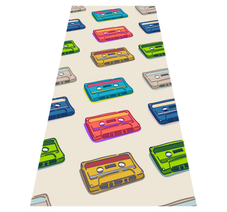 Alfombra vinílica dormitorio diseño de cintas retro - TenVinilo