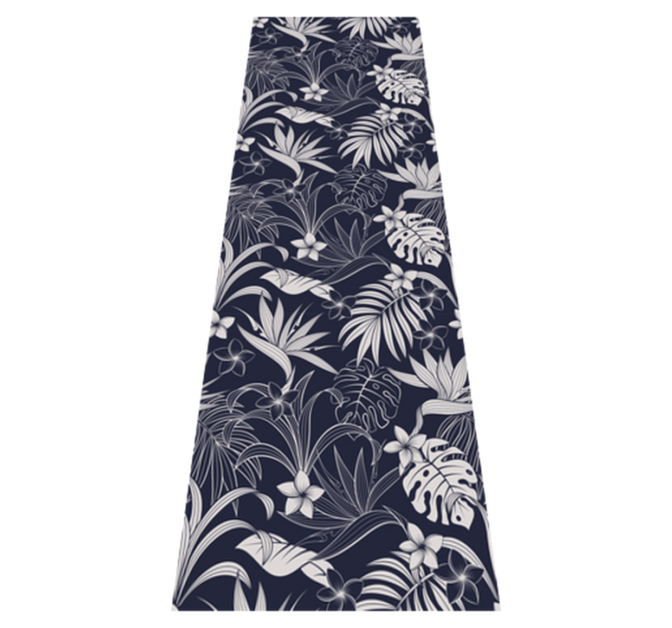 Alfombra vinílica dormitorio patrón tropical gris - TenVinilo