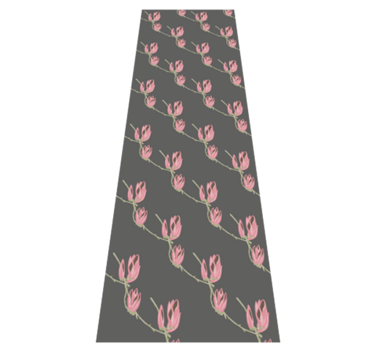 Alfombra vinílica dormitorio flores de magnolia en gris - TenVinilo
