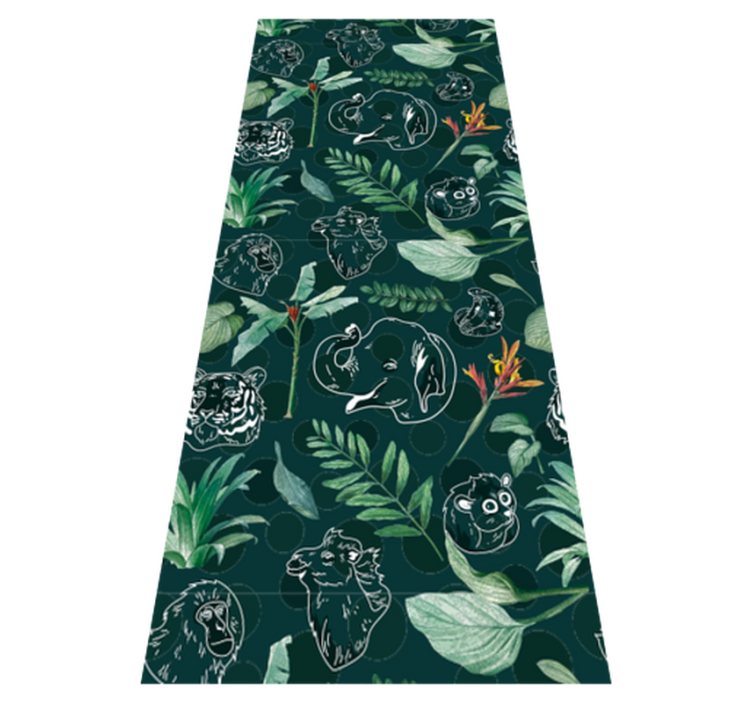 Alfombra vinílica dormitorio animales y árboles coloridos - TenVinilo