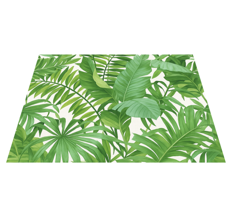 Alfombra vinílica dormitorio hojas tropicales - TenVinilo