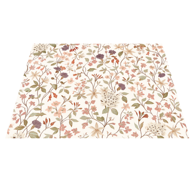 Alfombra vinílica dormitorio diseño de flores rosas - TenVinilo