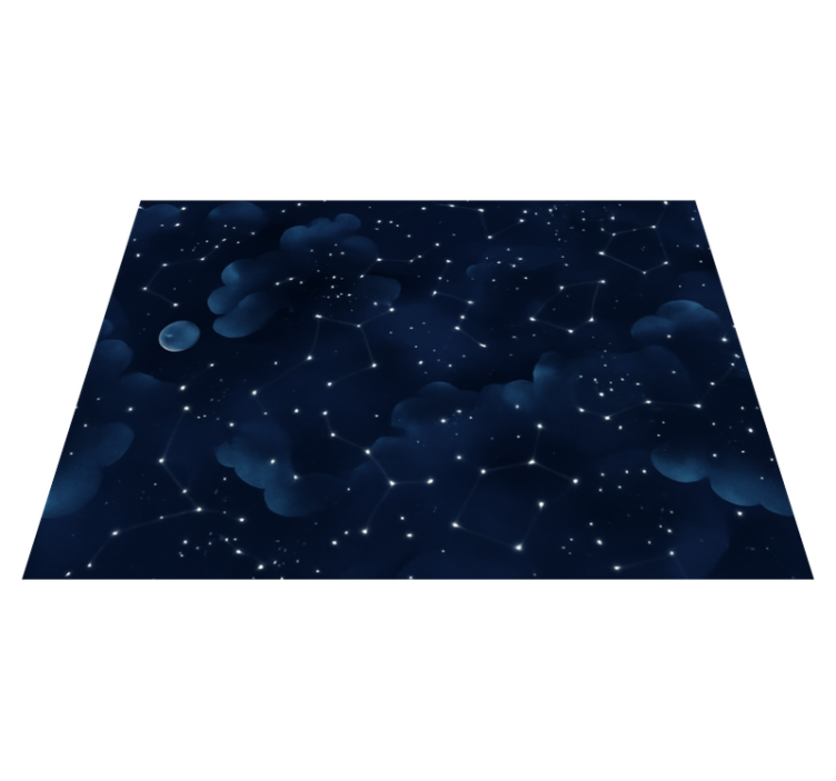 Alfombra vinílica dormitorio cielo azul marino con estrellas - TenVinilo