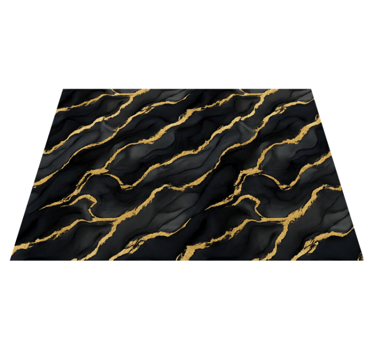 Alfombra vinílica dormitorio efecto mármol negro con dorado - TenVinilo