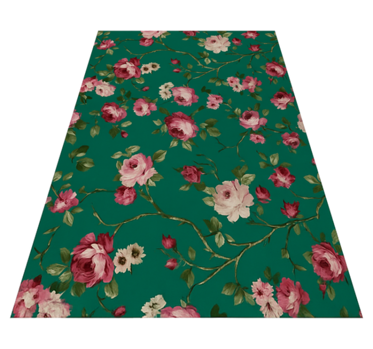 Alfombra vinílica dormitorio flores de Árbol pintadas - TenVinilo