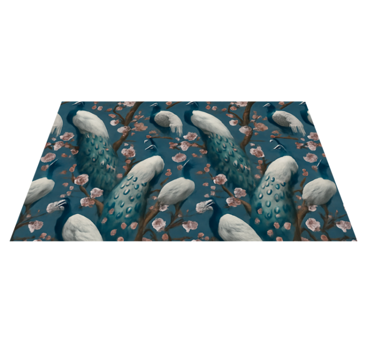 Alfombra vinílica dormitorio pavos reales elegantes - TenVinilo