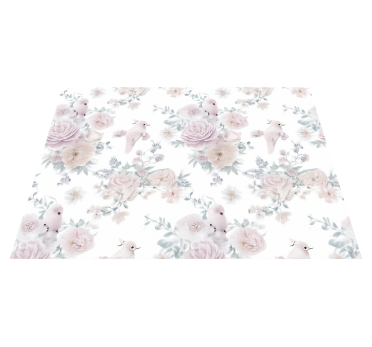 Alfombra vinílica dormitorio diseño floral elegante gris - TenVinilo
