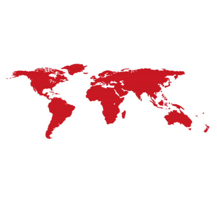Alfombra vinílica dormitorio mapa mundial líneas rojas - TenVinilo