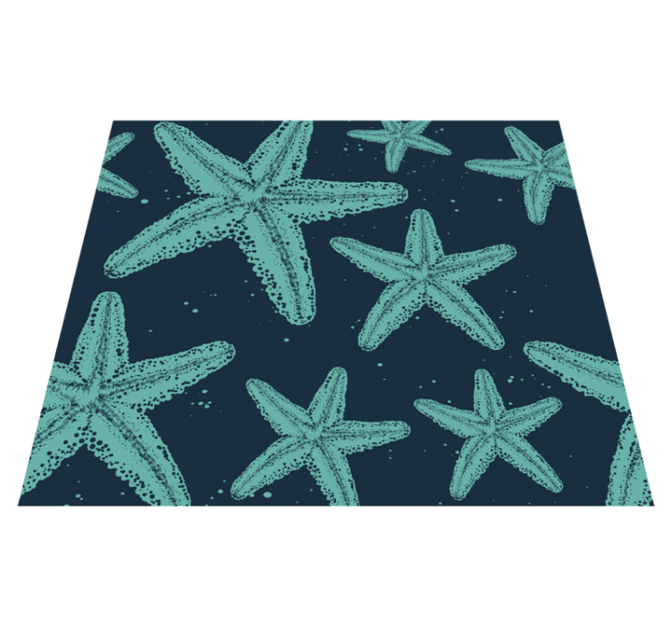 Alfombra vinílica dormitorio estrellas de mar tonos azules - TenVinilo