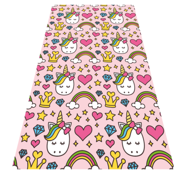 Alfombra vinílica dormitorio lindos arcoíris y unicornios - TenVinilo