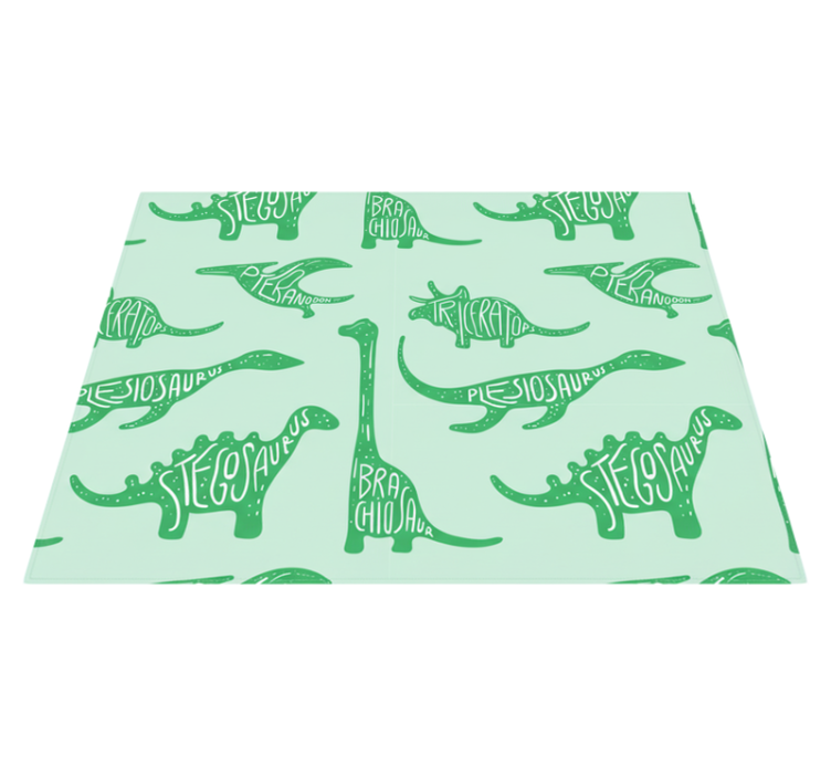 Alfombra vinílica dormitorio dinosaurios verdes con nombres - TenVinilo