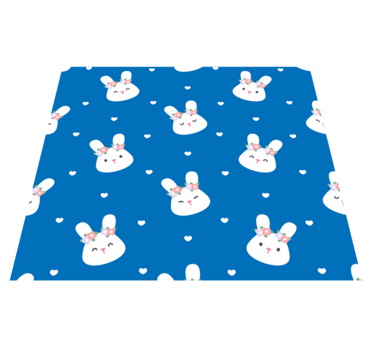Alfombra vinílica dormitorio con conejitos en fondo azul - TenVinilo